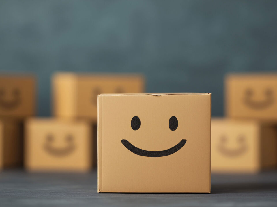 Lächelnde Karton-Box