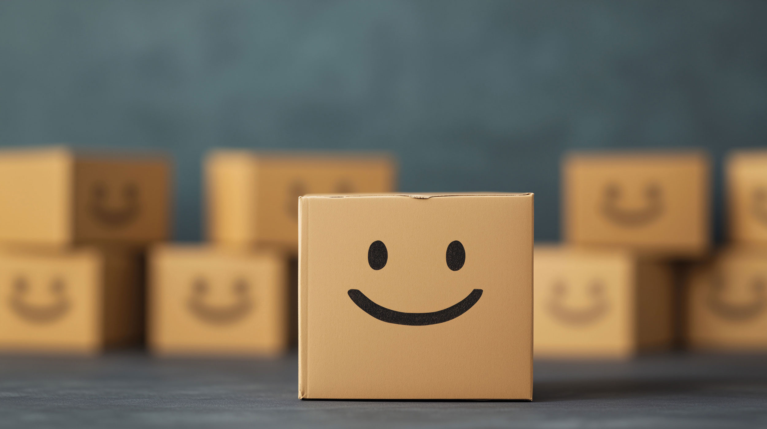 Lächelnde Karton-Box